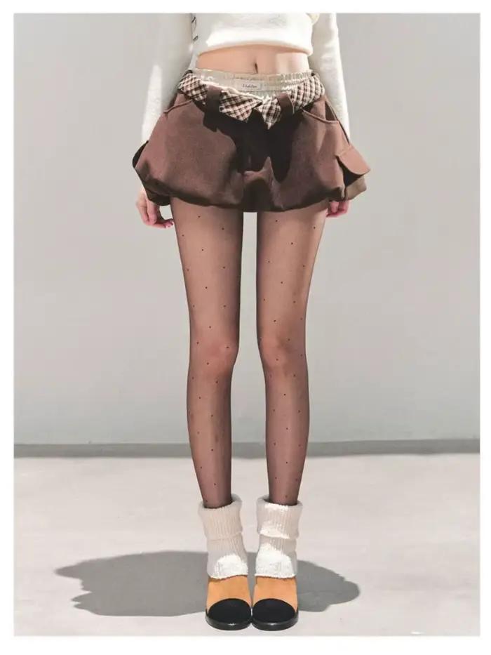 Femme Boule Bouffante Mini Jupe-Plaid Noeud Détail