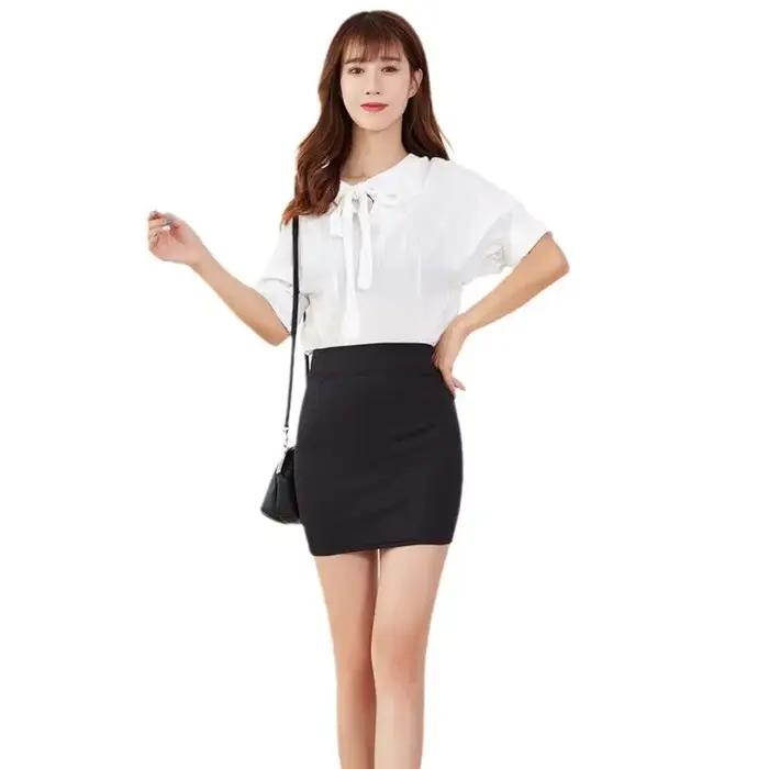 Jupe courte élastique coupe cintrée Style coréen couche de Base pour femmes coton tricoté été demi-corps