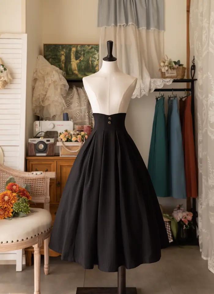 Jupe longue taille haute Godivana élégante classique pour femmes occasions spéciales automne hiver polyester subtilement décorée