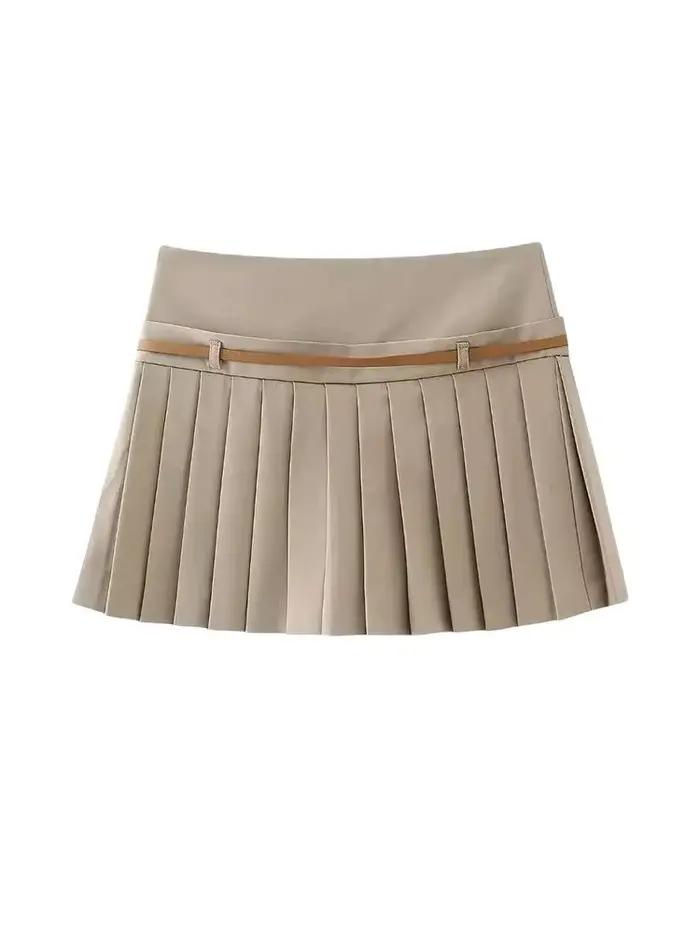 Jupes courtes plissées pour femmes avec ceinture