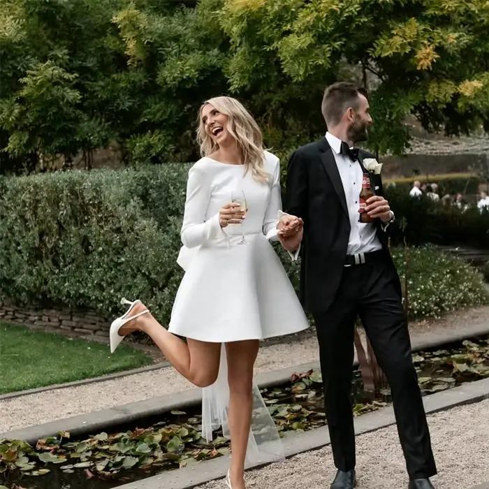 Robe De mariée trapèze avec nœud élégant pour femmes