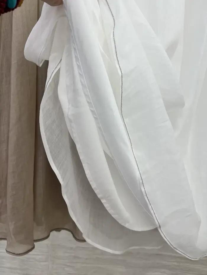 Jupe décontractée pour femme en ramie et soie avec perles perlées et fermeture éclair latérale pour printemps été occasions spéciales