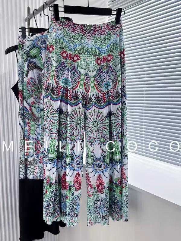 Jupe mi-longue plissée à imprimé Floral coloré pour femmes
