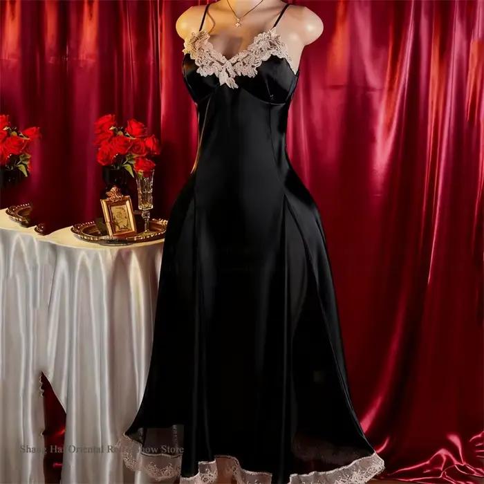 Chemise de nuit à bretelles pour femmes, chemise de nuit longue, vêtements de salon, vêtements de nuit, lingerie d'été, vêtements de maison, nouveau