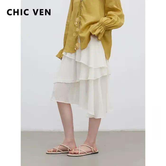 CHIC VEN Nouvelle Jupe Femme Design Innovant Taille Élastique