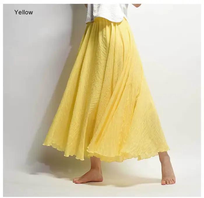 Jupe longue élégante en lin taille haute pour femme