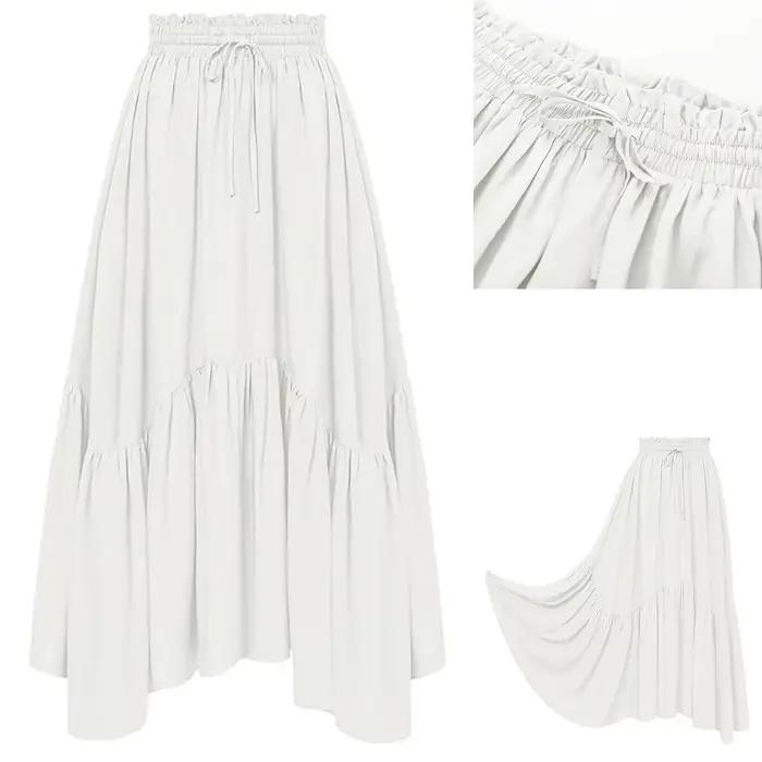 Femmes Maxi jupe Vintage taille haute une ligne victorienne