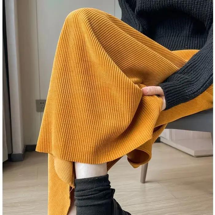 Plus velours jupes droites femmes automne hiver
