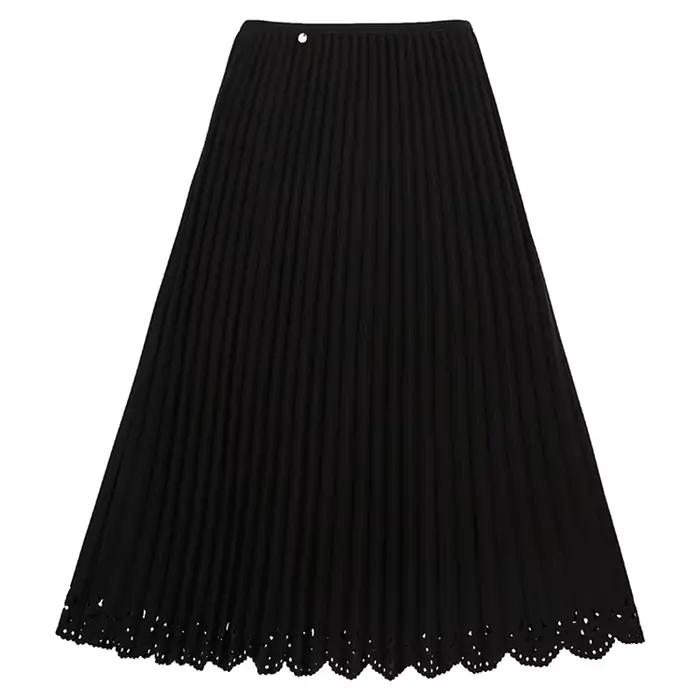 Femmes solide Vintage jupe plissée fleur creuse a-ligne Medi longue Maxi