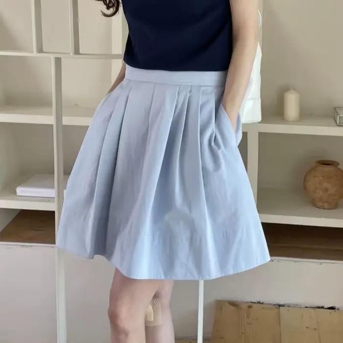 Jupe plissée rétro taille élastique pour femme