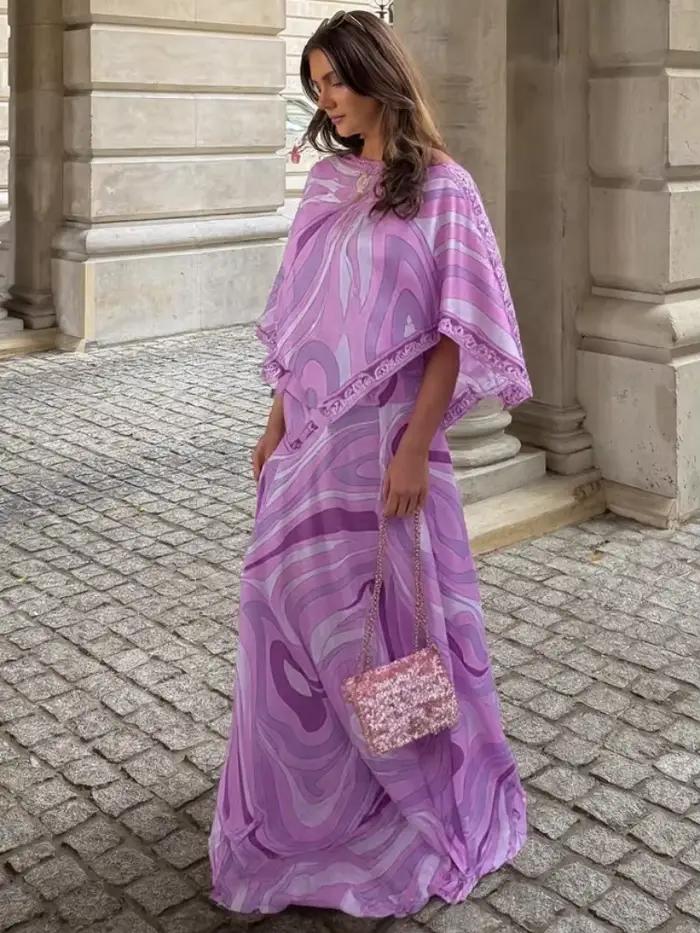 Bohème imprimé chemise jupe costumes femmes Vintage irrégulière à manches longues haut femme ensembles taille haute