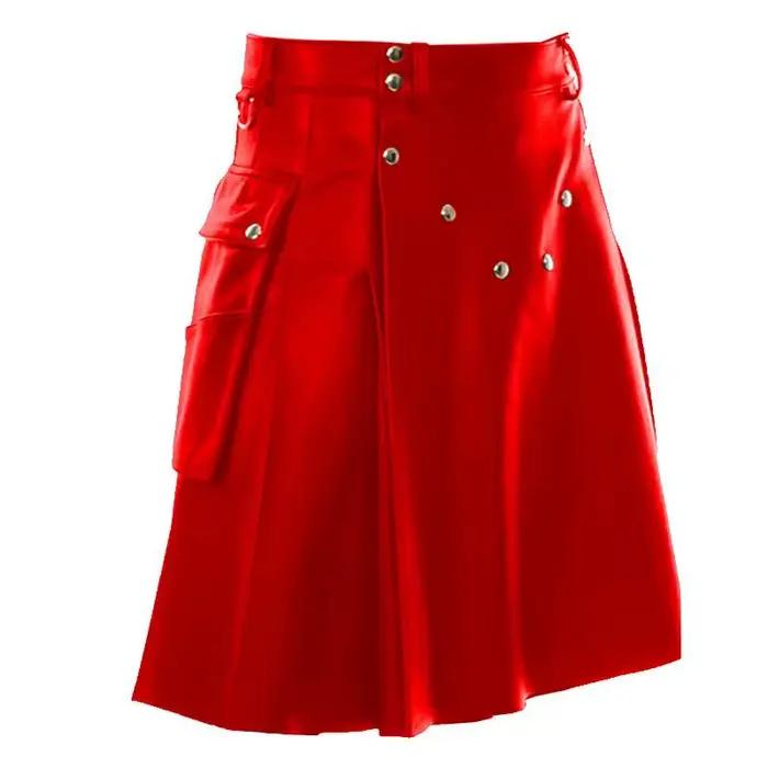 Jupe de Festival de fête kilt écossais en simili cuir avec poches cargo