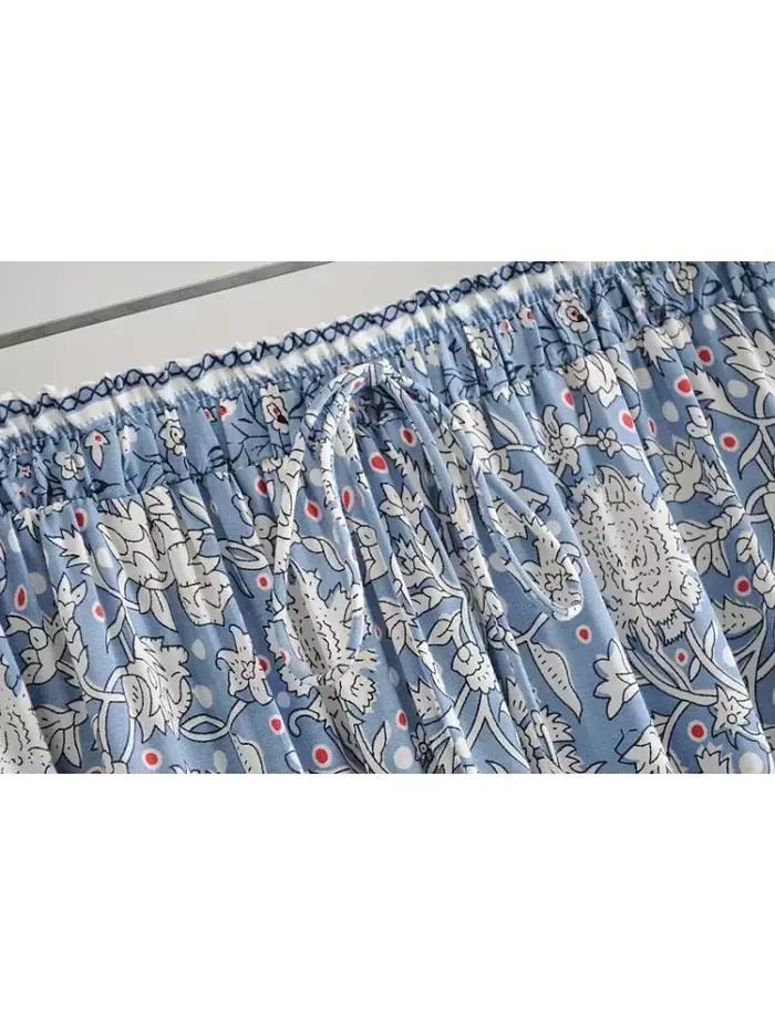 Vintage Chic mode femmes Hippie plage bohème imprimé floral jupes taille haute Maxi a-ligne Boho jupe Femme