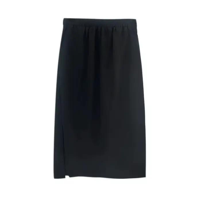 Jupe midi noire grande taille à fente latérale pour femme