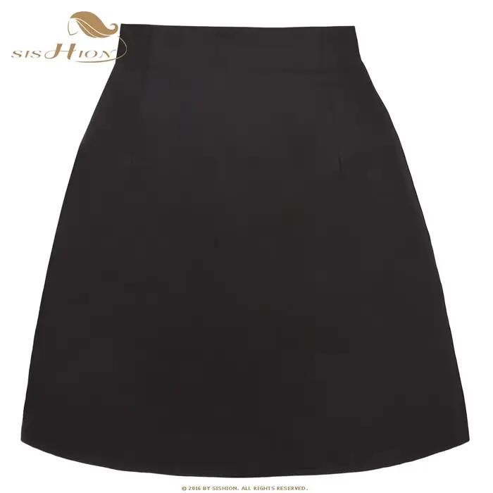 SISHION coton Sexy jupe noire SS0008 taille haute Vintage couleur unie Mini