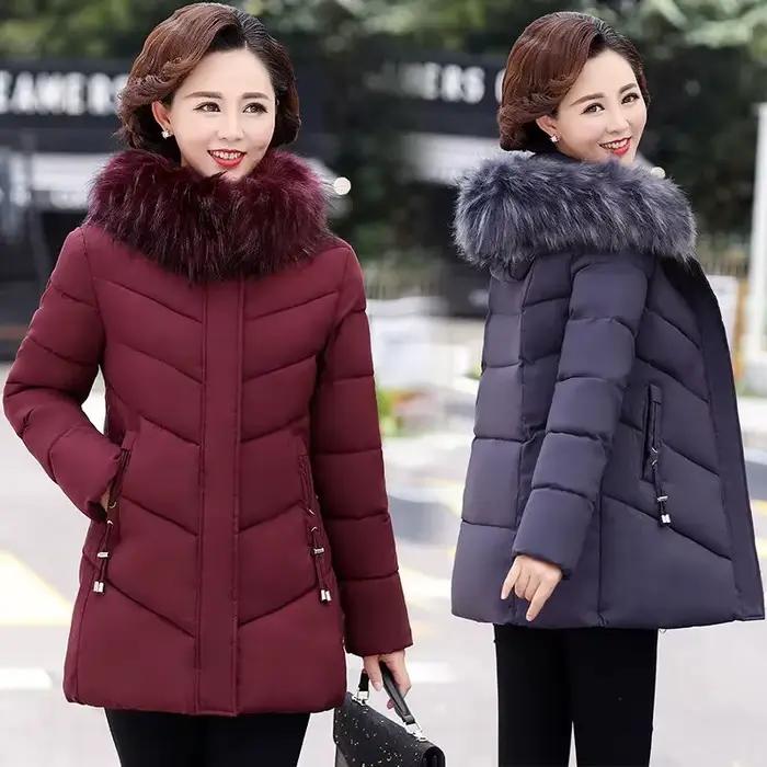 Veste d'hiver Parkas pour femme, manteau Long, col en fourrure, à capuche, pardessus épais et chaud, rembourré en coton, bouffant, nouvelle collection 2026