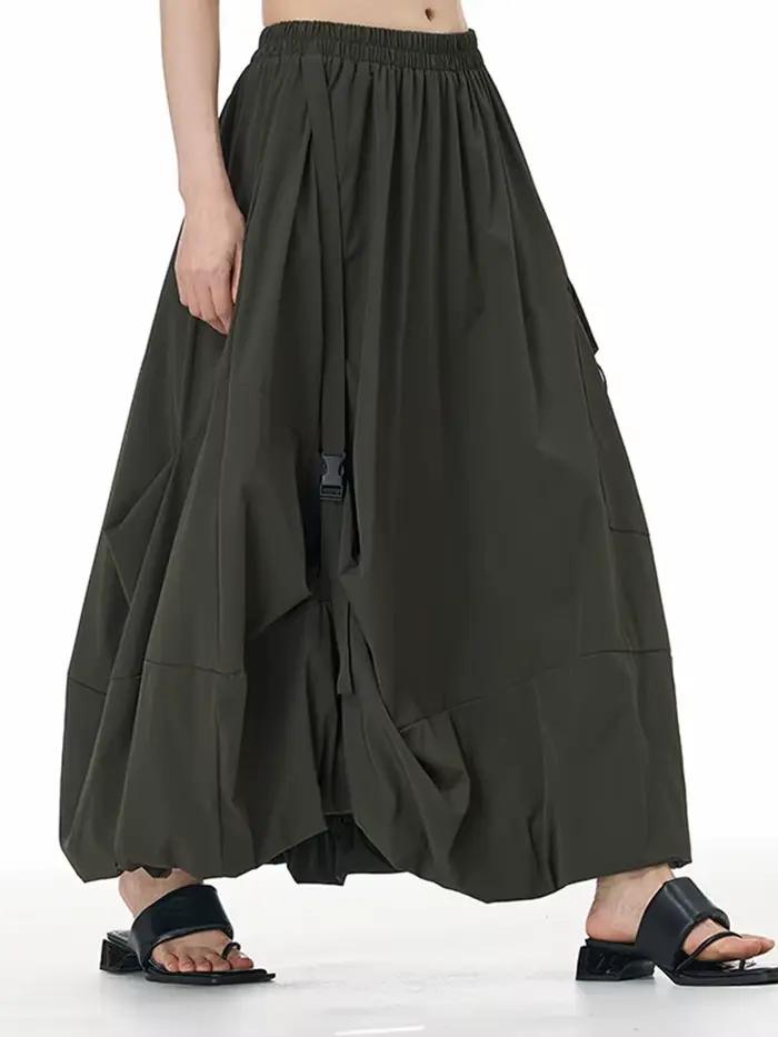 Jupe mi-longue trapèze EAM à taille haute élastique