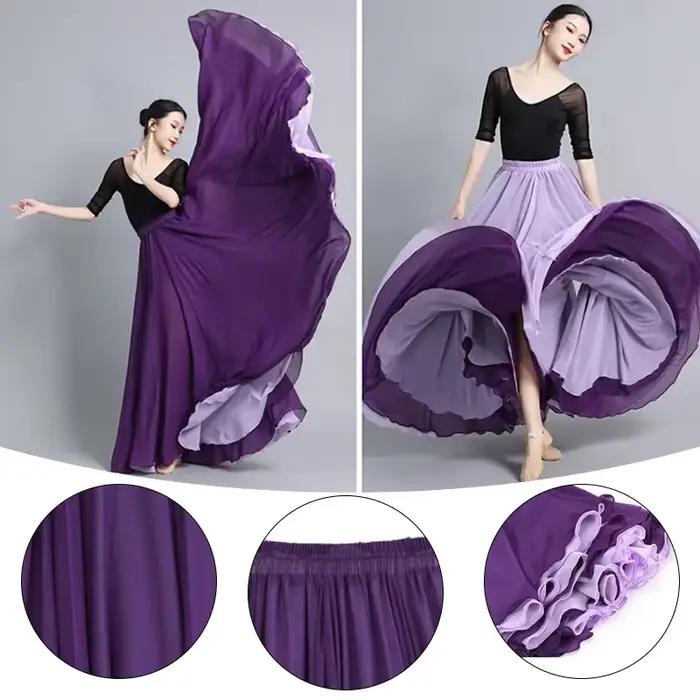 Jupe de danse classique en mousseline de soie double face pour femme