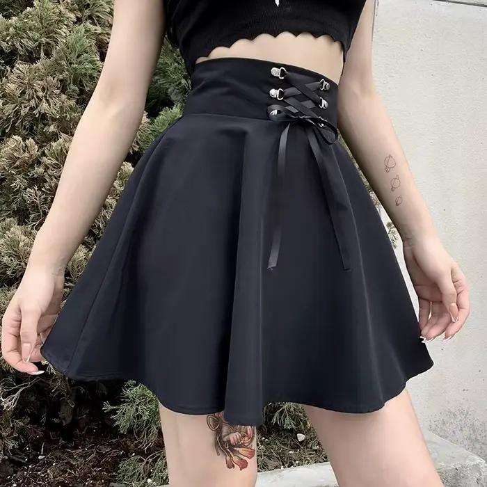 FICHOR – jupe gothique plissée à carreaux noirs pour femmes, Mini Style Hip Hop Punk, vêtements de club pour printemps et automne