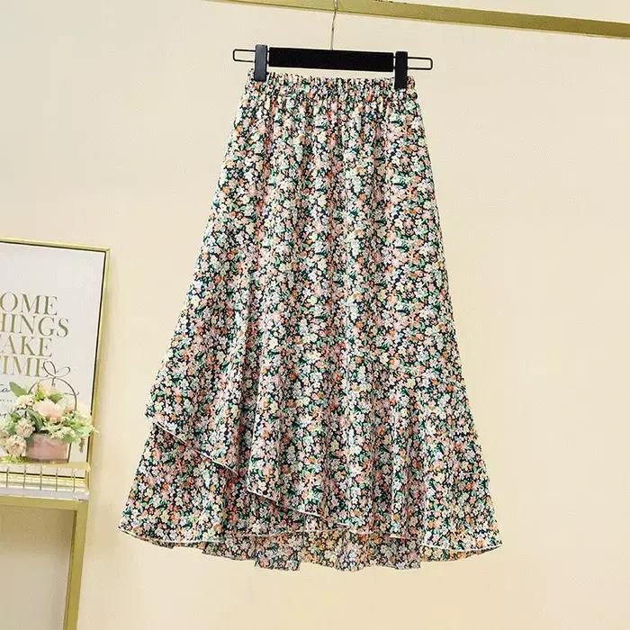 Jupe longue décontractée taille haute à imprimé floral