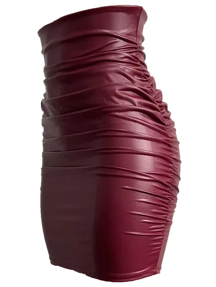 Femmes Sexy jupe en polyuréthane dame maigre taille haute noir Faux cuir
