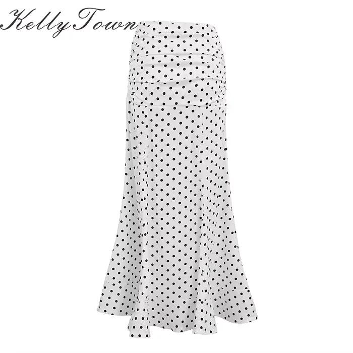 Jupes à pois longues en mousseline pour femme