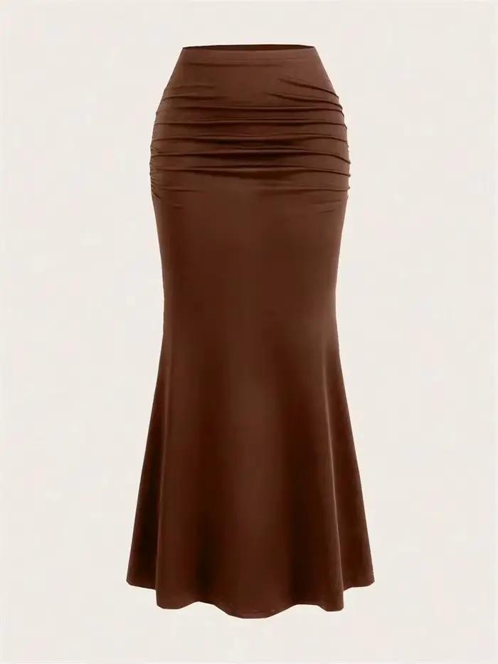 Jupe Longue Sirène Élégante Taille Haute Polyvalente Pour Femmes Occasions Spéciales Automne Hiver