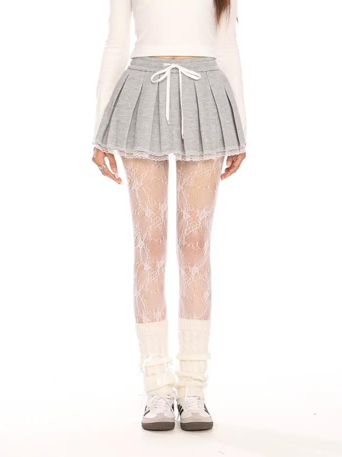 Jupe plissée en dentelle Patchwork de haute qualité
