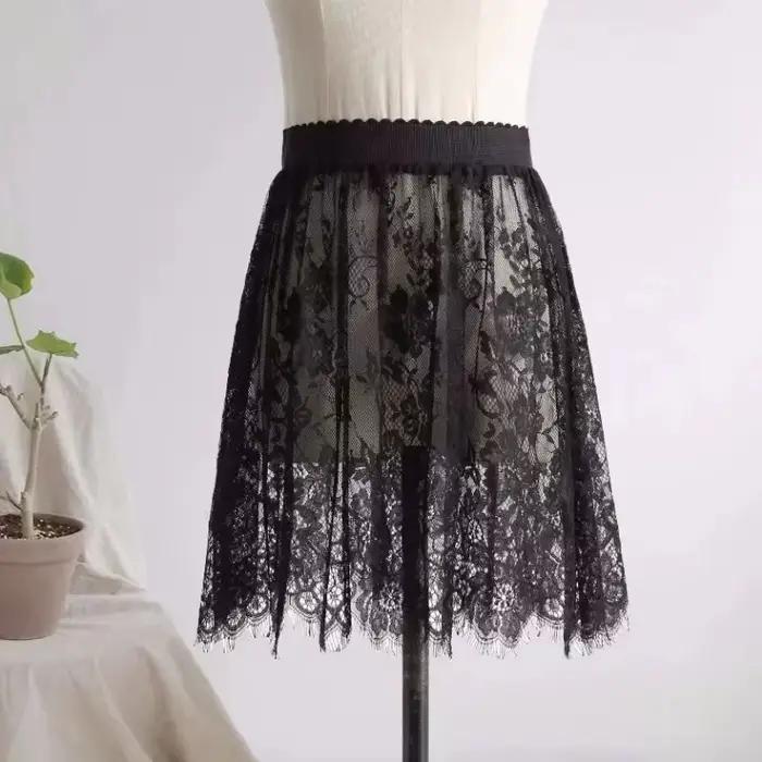 Jupe longue transparente en tulle et dentelle pour femme