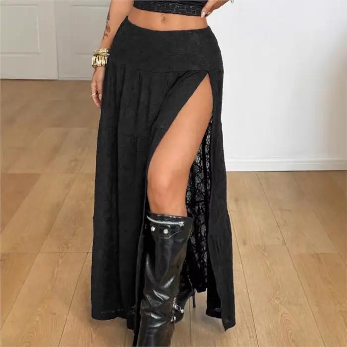 Jupe longue fendue texturée style plage nouvelle collection été pour femme
