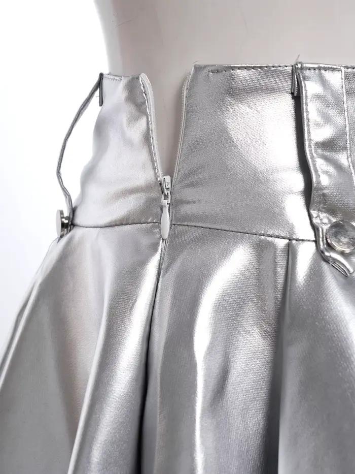 Jupe de danse hip-hop jazz métallique brillante pour femme