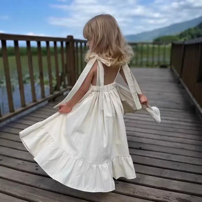 Robe longue princesse pour filles, printemps été, nouvelle mode, confortable, unie, simple, décontractée, assortie à tout