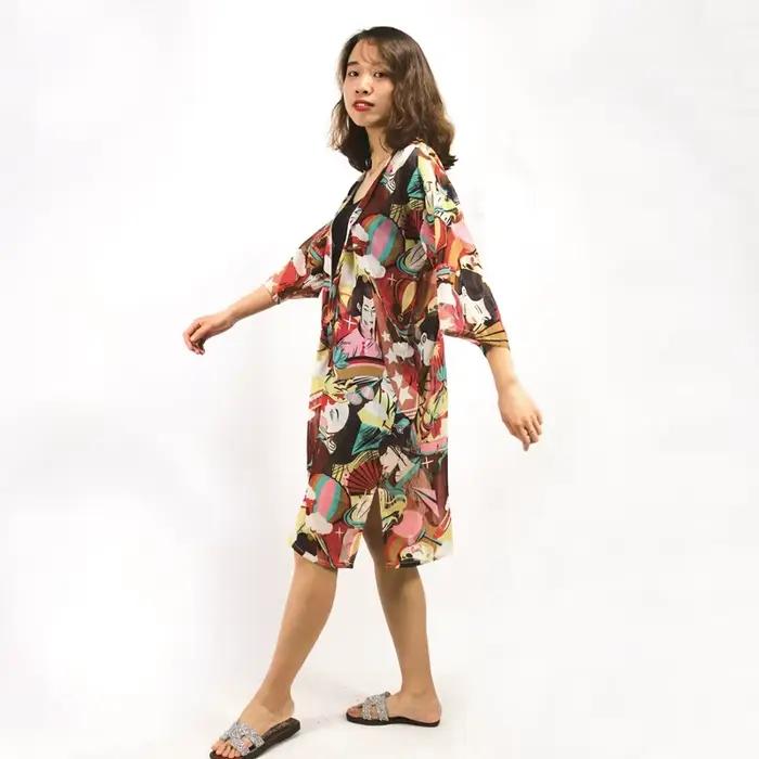 Kimono japonais pour femmes, yukata, cardigan à manches longues, chemisier tendance, haori, robe kimono traditionnelle, style 2026 FF001