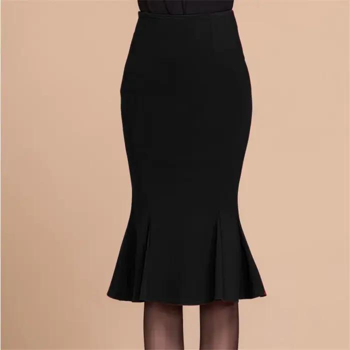 Jupe longue sirène Helabes taille haute avec volants polyester coupe ajustée pour femmes grandes tailles occasions printemps automne