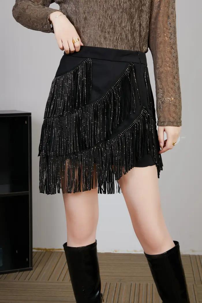 Jupe de danse latine Sexy femmes Chacha Samba Tango couches glands franges robes compétition performance Salsa dame Costume Latin