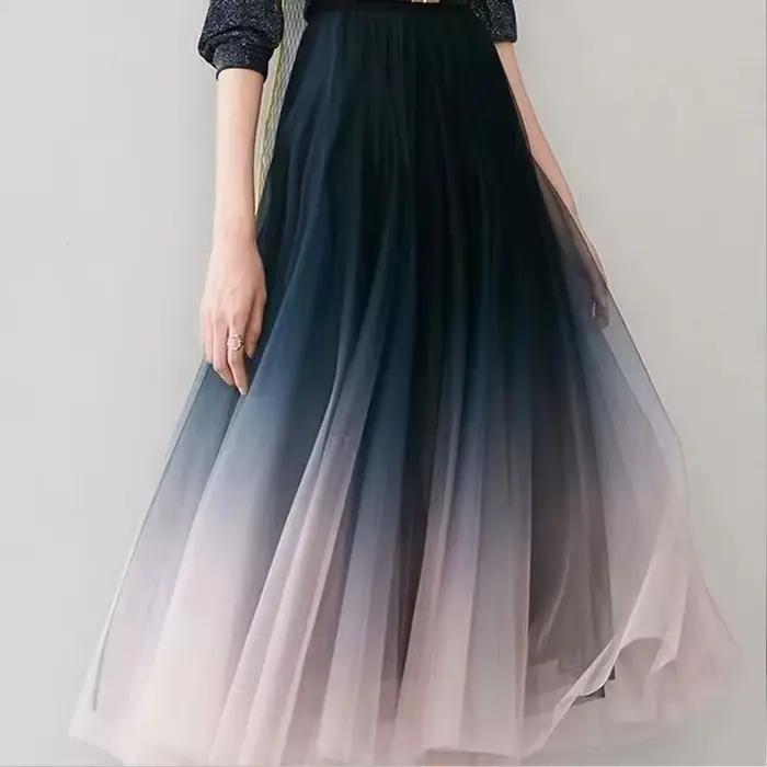 Jupe longue en polyester féminine et décontractée avec perles pour juniors, mode Harajuku Kawaii Y2K midi maxi streetwear taille haute vintage pour toutes les saisons