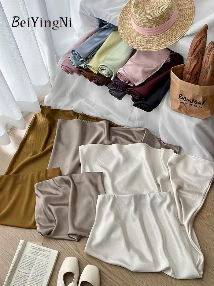 Beiyingni français Vintage femmes Satin jupe élégante luxe nouvelle mode coupe ajustée bureau dames sirène jupes tempérament décontracté