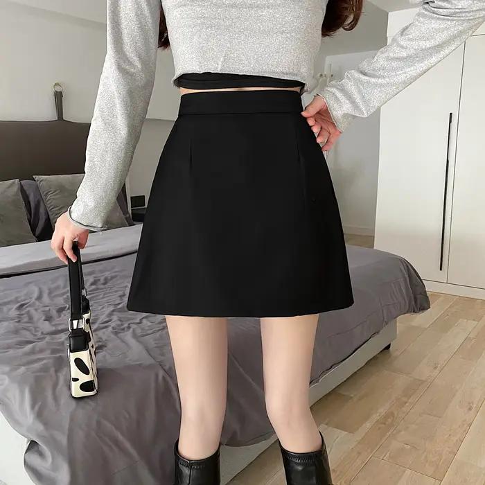 Jupe Courte Noire Femme 2026 Nouvelle Tendance Streetwear Slim Effet Deux Pièces Taille Haute Coupe Trapèze Fendue