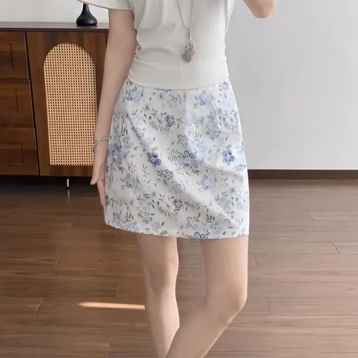 Nouvelles jupes longues évasées à motifs floraux pour femme