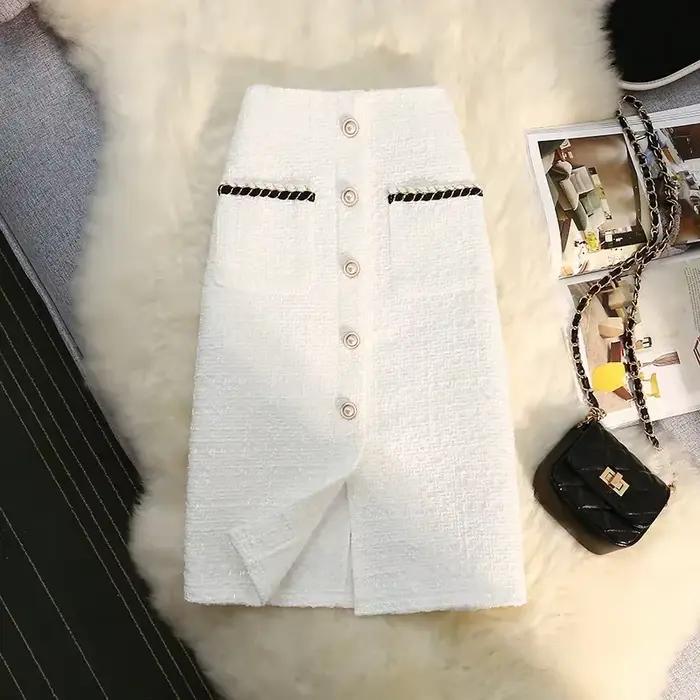 Jupes longues en Tweed noir et blanc pour femme