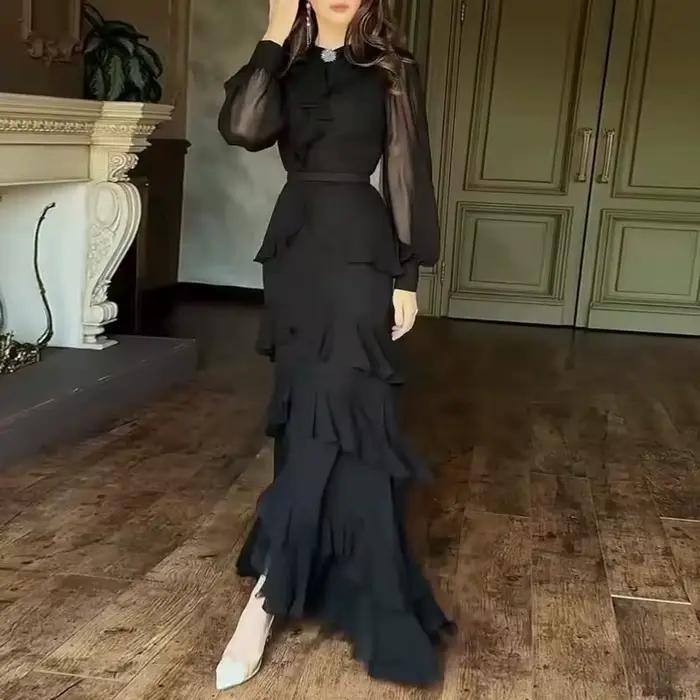 Robe de soirée élégante à manches longues pour femmes