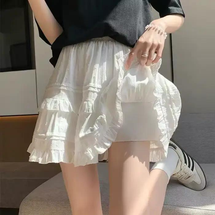 Mini-jupes plissées blanches taille haute Kawaii pour femmes