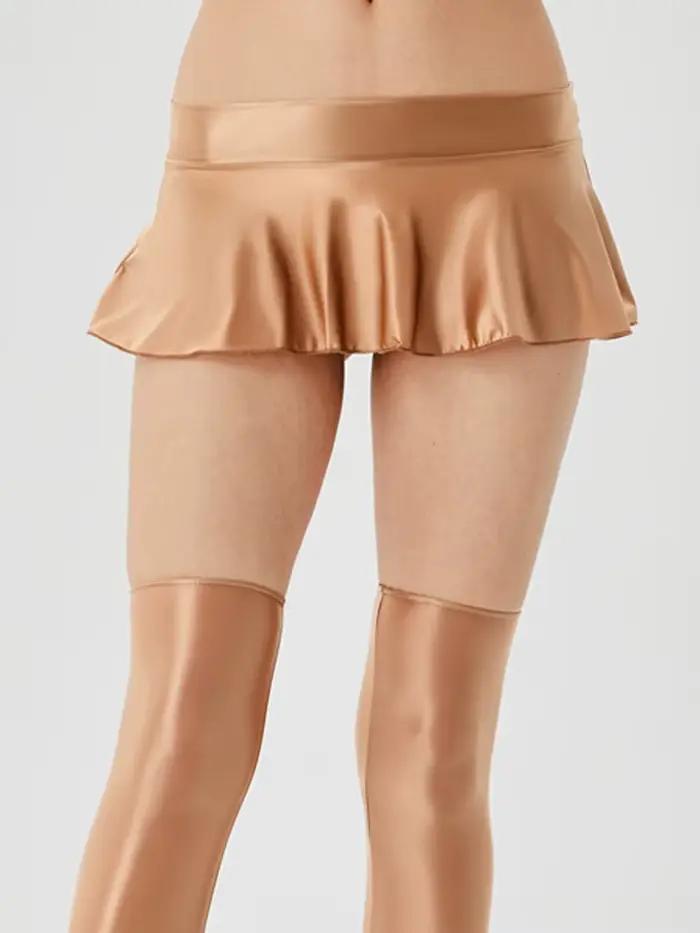 Femmes Sexy Satin brillant plissé Micro Mini jupe couleur bonbon douce filles danse
