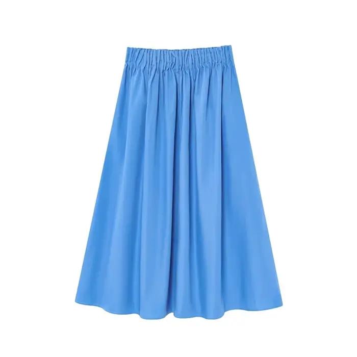 Jupe midi polyester Keyanketian élégante à taille élastique pour femmes longueur cheville style bureau dames polyvalente occasions diverses