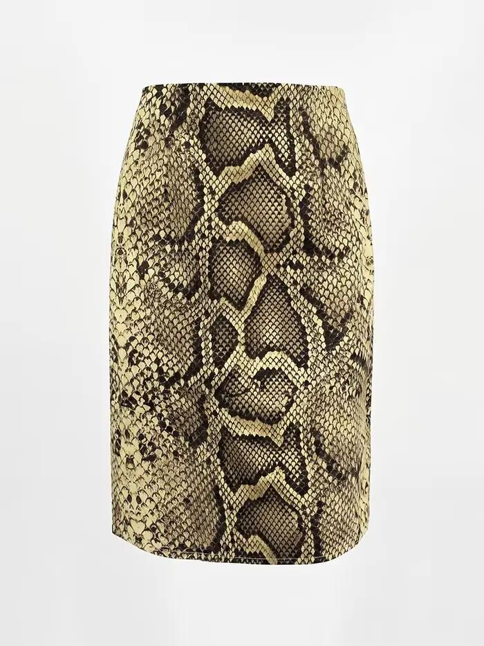 Jupe droite à motif serpent tendance pour femme