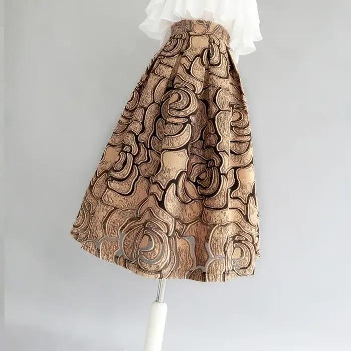 Jupe femme Midi jupes féminines mignonnes Jacquard Kawaii vêtements esthétiques tendance 2025 ventes élégantes Vintage Streetwear nouveau en V