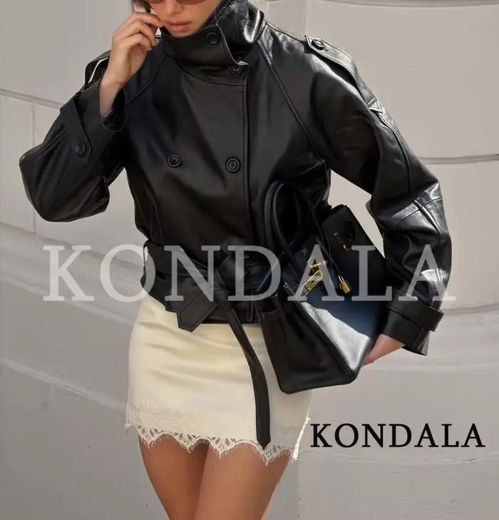 KONDALA Culottes tendance à ourlet en dentelle pour femme