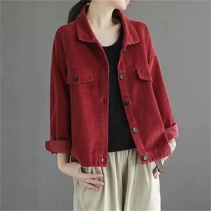 Veste Courte en Velours Côtelé pour Femme Printemps Automne 2026 – Nouvelle