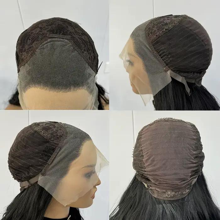 Perruque Lace Front Wig synthétique lisse noire 13x4, perruque longue en soie lisse de haute qualité pour femmes, perruque de Cosplay à usage quotidien