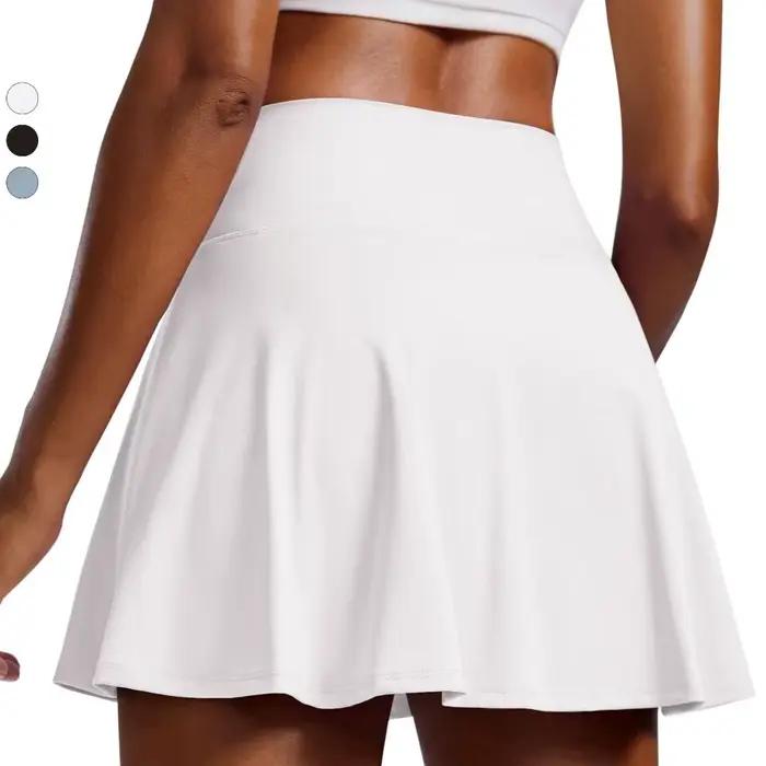 Jupe de tennis plissée avec poches intégrées courte mini anti-humidité style crossover pour femmes à offrir pour Saint Valentin parties et occasions sportives